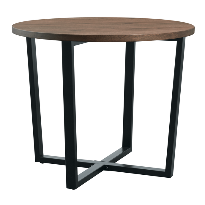 Barnes Round 90cm Commercial Indoor Dining Table With Smoked Oak Table top Hyde criss-cross Base