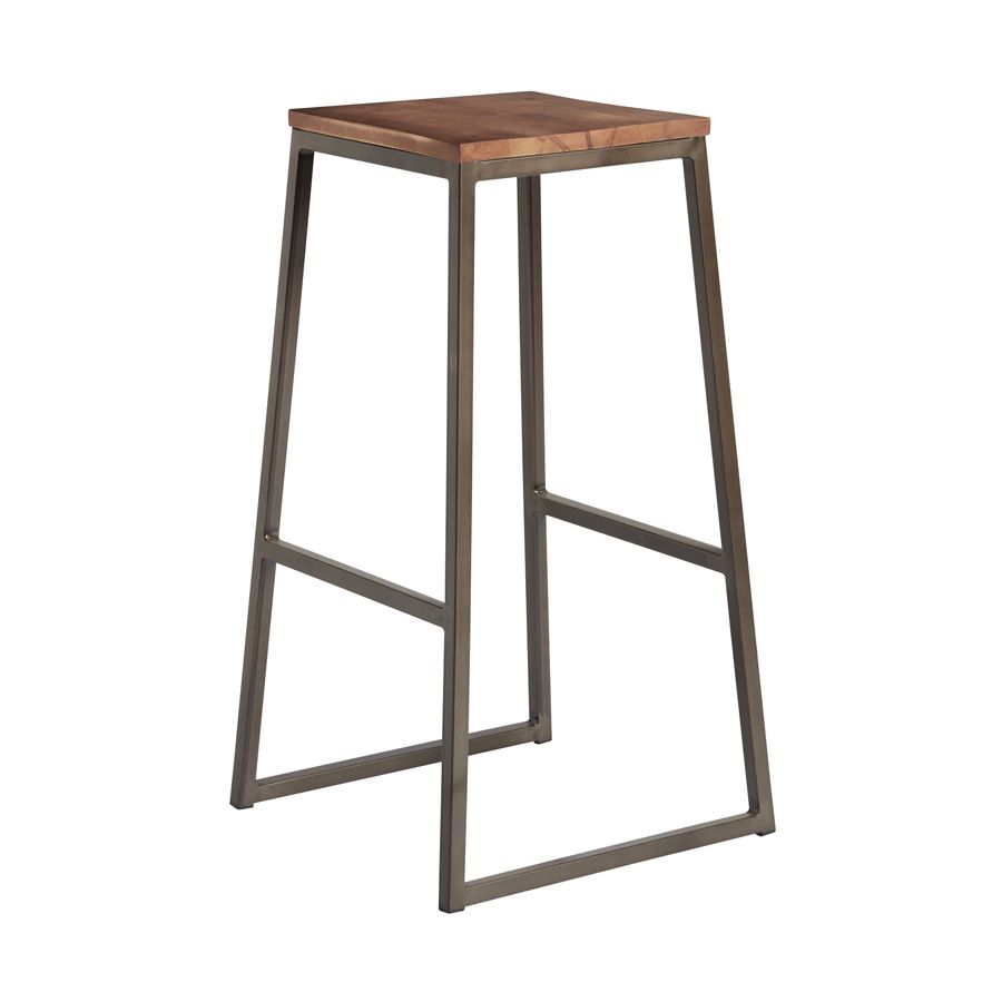 Style Metal Bar Stool with Wood Seat Pad Matt and Clear Lacquered Frame SALE