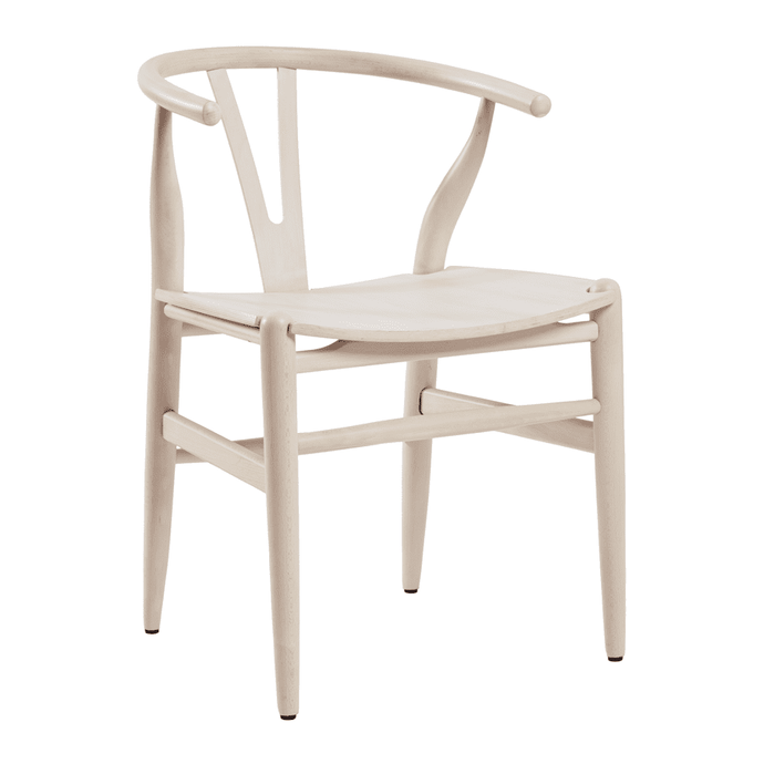 Wishbone Style Armchair Beech Wooden Commercial DIning Chair-White Wash