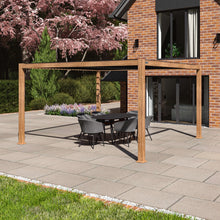 Load image into Gallery viewer, Aluminium Louvered Roof Garden Gazebo Pergola 4m x 4m Wood effect Frame
