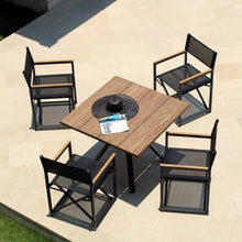 Load image into Gallery viewer, Skyline Design Venice Four Seat Square Garden Dining Set - Teak with Carbon
