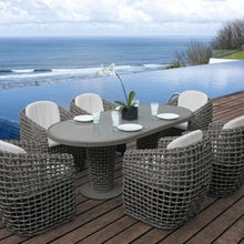 Load image into Gallery viewer, Skyline Design Dynasty Six Seat Oval Kubu Rattan Garden Dining Set
