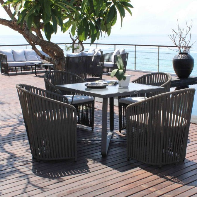 Skyline Design Milano Four Seat Aluminium Square Garden Dining Set